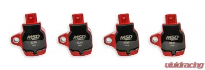 MSD Ignition Coil - Blaster Series - Honda 1.5L/2.0L/2.0L Turbo 4-cylinder - Red - 4-Pack - 82494