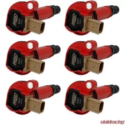 MSD Ignition Coil - Ford EcoBoost - 3.5L V6 - 3-Pin Connector - Red - 6-Pack - 82576