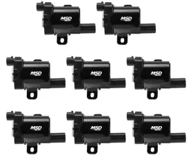MSD Ignition Coil - GM LS Blaster Series - L-Series Truck Engine - Black - 8-Pack