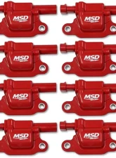 MSD Ignition Coil - GM Gen V Blaster Series - Gen V Direct Injected Engine - Red - 8-Pack - Square                                     - 82668 - Image 2