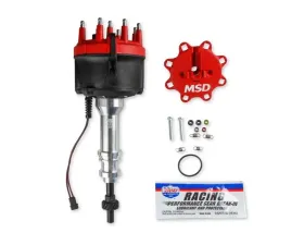 MSD Distributor, Billet Ford 351W, for Edelbrock Victor Jr, w/Steel Gear