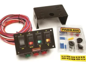 Painless Wiring 4-Switch Fused Panel w/all necessary wiring/hardware