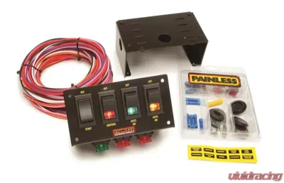 Painless Wiring 4-Switch Fused Panel w/all necessary wiring/hardware - 50301
