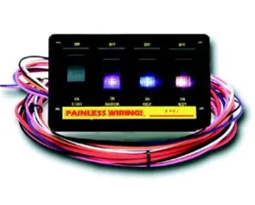 Painless Wiring 4-Switch Lighted Non-Fused Rocker Switch Panel w/wiring