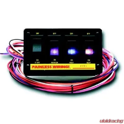 Painless Wiring 4-Switch Lighted Non-Fused Rocker Switch Panel w/wiring - 50404
