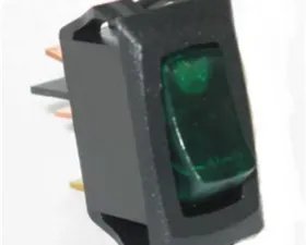 Painless Wiring Small Rocker Switch (On/Off; Green Lighted)