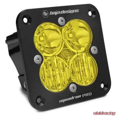 Baja Designs Flush Mount Black Amber Lens Driving/Combo Pattern Squadron Pro LED Light Pod - 491013