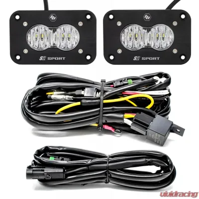 Baja Designs Clear Lens Wide Cornering Pattern Flush Mount Kit S2 Sport LED Work Light - 547807