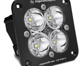 Baja Designs Flush Mount LED Light Pod Black Clear Lens Work/Scene Pattern Squadron Sport