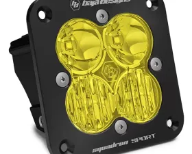 Baja Designs Flush Mount LED Light Pod Black Amber Lens Driving/Combo Pattern Squadron Sport