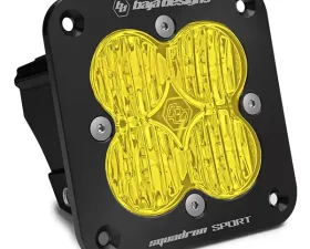 Baja Designs Flush Mount LED Light Pod Black Amber Lens Wide Cornering Pattern Squadron Sport