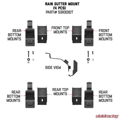 Go Rhino SRM Gutter Mount Bracket Kit - 4 PCS - 5910010T