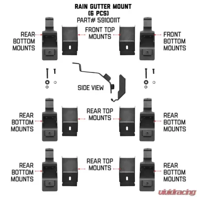 Go Rhino SRM Gutter Mount Bracket Kit - 6 PCS - 5910011T