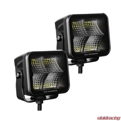 Go Rhino Blackout Series Lights - Pair of 2x2 Cube Flood Light Kit - 750200321FCS