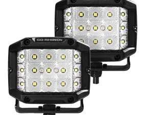 Go Rhino Bright Series Lights - Pair of 4x3 Sideline Cube Flood Light Kit