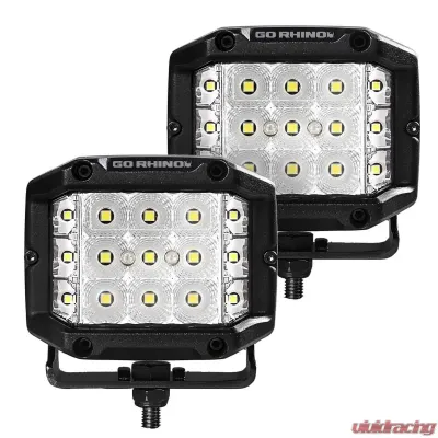 Go Rhino Bright Series Lights - Pair of 4x3 Sideline Cube Flood Light Kit - 750300323FCS