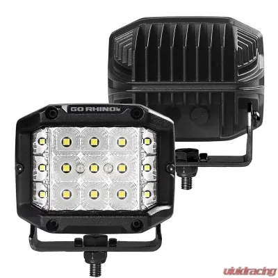 Go Rhino Bright Series Lights - Pair of 4x3 Sideline Cube Flood Light Kit - 750300323FCS
