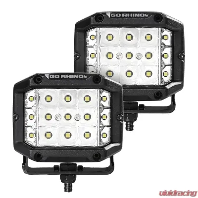 Go Rhino Bright Series Lights - Pair of 4x3 Sideline Cube Spot Light Kit - 750300323SCS