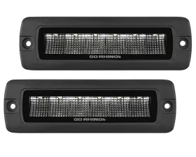 Go Rhino Blackout Series Lights - Pair of Sixline Flood Light Kit - Flush Mount