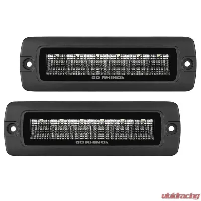 Go Rhino Blackout Series Lights - Pair of Sixline Flood Light Kit - Flush Mount - 750300621FBF