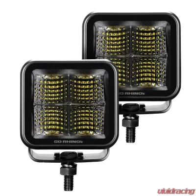 Go Rhino Blackout Series Lights - Pair of 3x3 Cube Flood Light Kit - 750400321FCS
