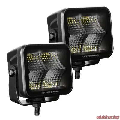 Go Rhino Blackout Series Lights - Pair of 3x3 Cube Flood Light Kit - 750400321FCS