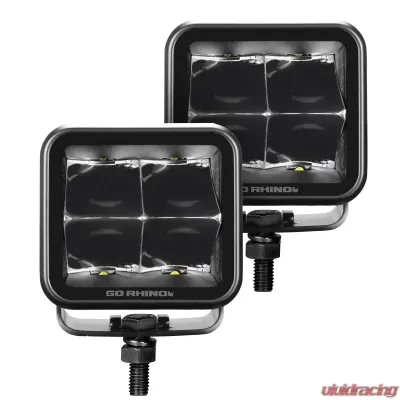 Go Rhino Blackout Series Lights - Pair of 3x3 Cube Spot Light Kit - 750400321SCS