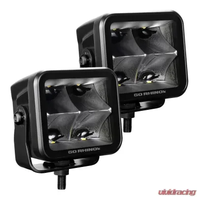 Go Rhino Blackout Series Lights - Pair of 3x3 Cube Spot Light Kit - 750400321SCS