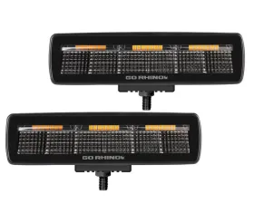 Go Rhino Blackout Combo Series Lights - Pair of Sixline Flood Lights With Amber Accent