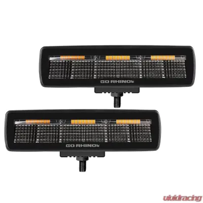 Go Rhino Blackout Combo Series 6" LED Flood Lights Pair with Amber Accent - Black - 750600622FBS