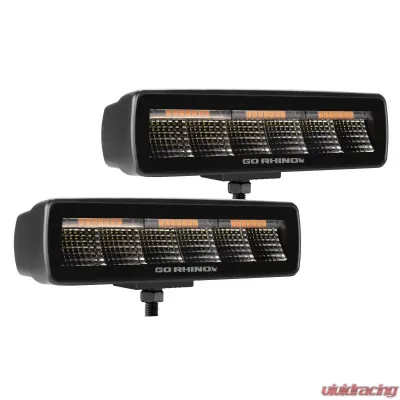Go Rhino Blackout Combo Series 6" LED Flood Lights Pair with Amber Accent - Black - 750600622FBS