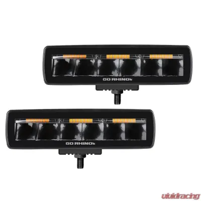 Go Rhino Blackout Combo Series Lights - Pair of Sixline Spot Lights with Amber Accent, Black - 750600622SBS