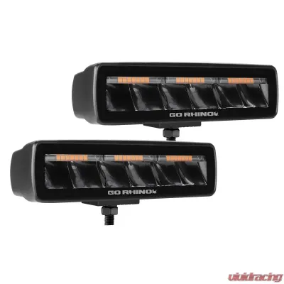 Go Rhino Blackout Combo Series Lights - Pair of Sixline Spot Lights with Amber Accent, Black - 750600622SBS