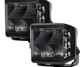 Go Rhino Blackout Series Lights - Pair of 4x3 Cube Sideline Flood Light Kit