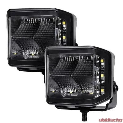 Go Rhino Blackout Series Lights - Pair of 4x3 Cube Sideline Flood Light Kit - 750700321FCS