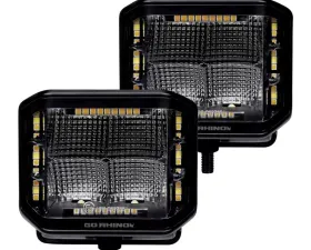 Go Rhino Blackout Combo Series Lights - Pair of 4x3 Cube Sideline Flood Lights W/Amber