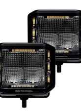 Go Rhino Blackout Combo Series Lights - Pair of 4x3 Cube Sideline Flood Lights W/Amber                                     - 750700322FCS - Image 4