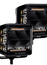 Go Rhino Blackout Combo Series Lights - Pair of 4x3 Cube Sideline Flood Lights W/Amber                                     - 750700322FCS - Image 3