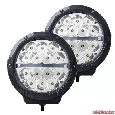 Go Rhino Bright Series 6" Round LED Driving Light Kit - Black, Aluminum Housing, DOT Approved - 750700623DRS