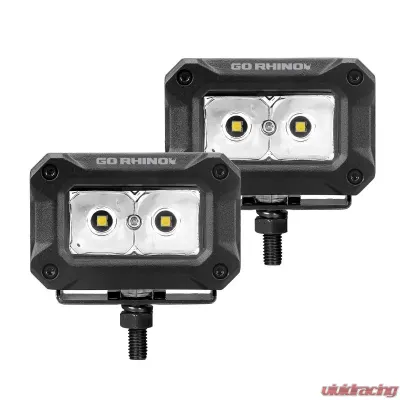 Go Rhino Bright Series 3x2 Rectangle LED Spot Light Kit - Black, Universal Fit, Limited Lifetime Warranty - 751003023SBS