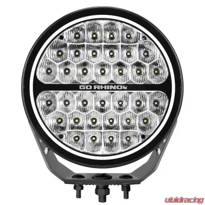 Go Rhino Blackout Series Lights - 9" Round Single Driving Kit W/Daytime Running Lights - 751700911DRS