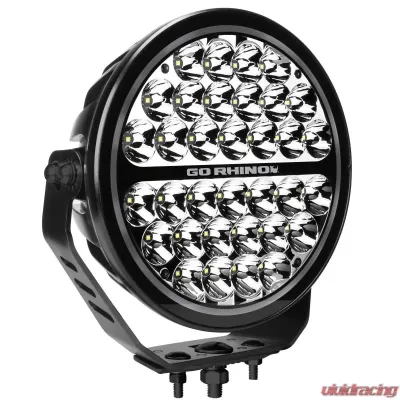 Go Rhino Blackout Series Lights - 9" Round Single Driving Kit W/Daytime Running Lights - 751700911DRS
