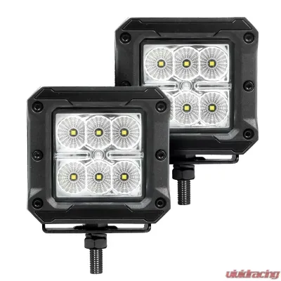Go Rhino Bright Series 3x3 Cube LED Flood Light Kit - Black, Universal Fitment, 18W - 751803023FCS