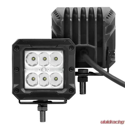 Go Rhino Bright Series 3x3 Cube LED Spot Light Kit - Black - Universal Fit - 18W - 751803023SCS