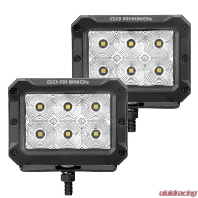 Go Rhino Bright Series Lights - Pair of 4x3 Rectangle Flood Light Kit - 753003023FBS