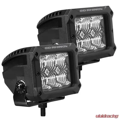 Go Rhino Bright Series Lights - Pair of 4x3 Rectangle Flood Light Kit - 753003023FBS