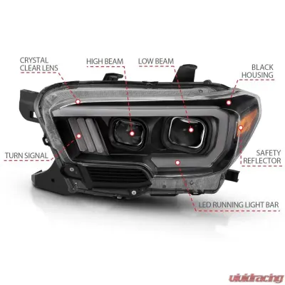 Anzo USA Projector Headlight Set Toyota Tacoma 2016-2019 - 111379
