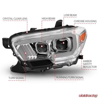Anzo USA Projector Headlight Set Toyota Tacoma 2016-2019 - 111380