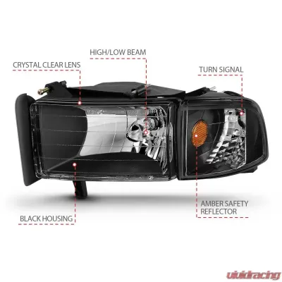 Anzo USA Crystal Headlight Set Dodge - 111067