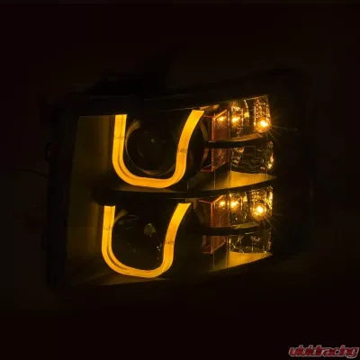 Anzo USA Projector Headlight Set w/U-Bar Switchback Chevrolet Silverado 1500 2007-2013 - 111384